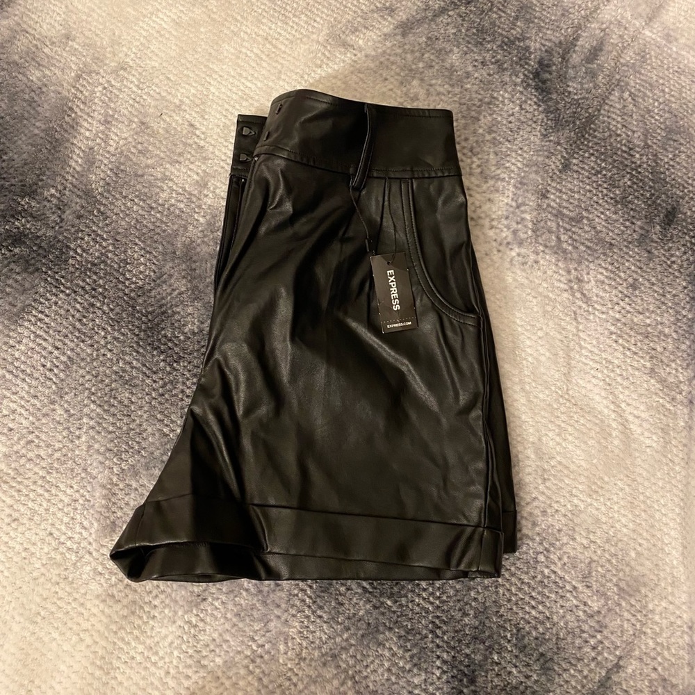 Express leather shorts